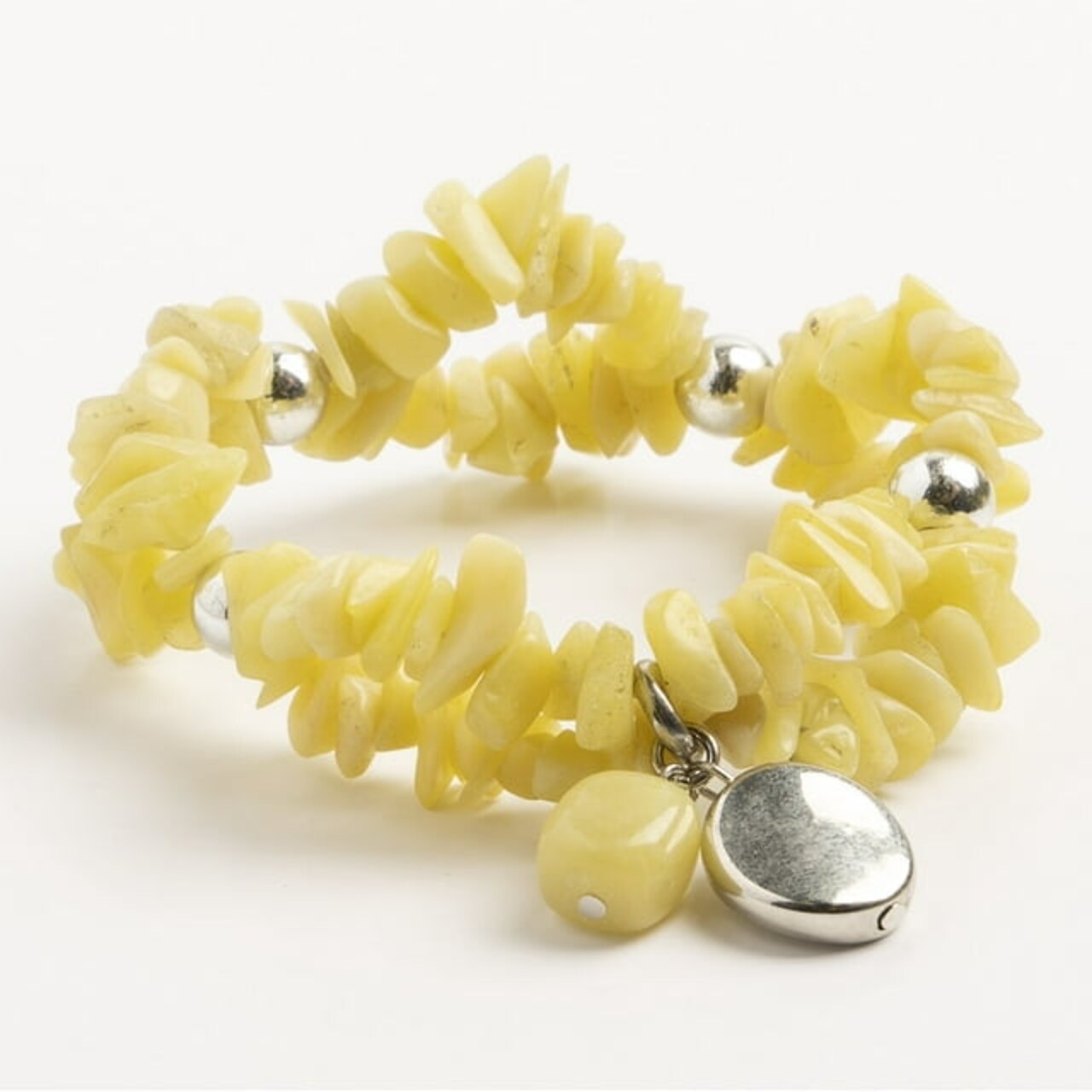 Earth's Jewels Semi-Precious New Jade Natural Green 2-Strand Bracelet, Circle Charm